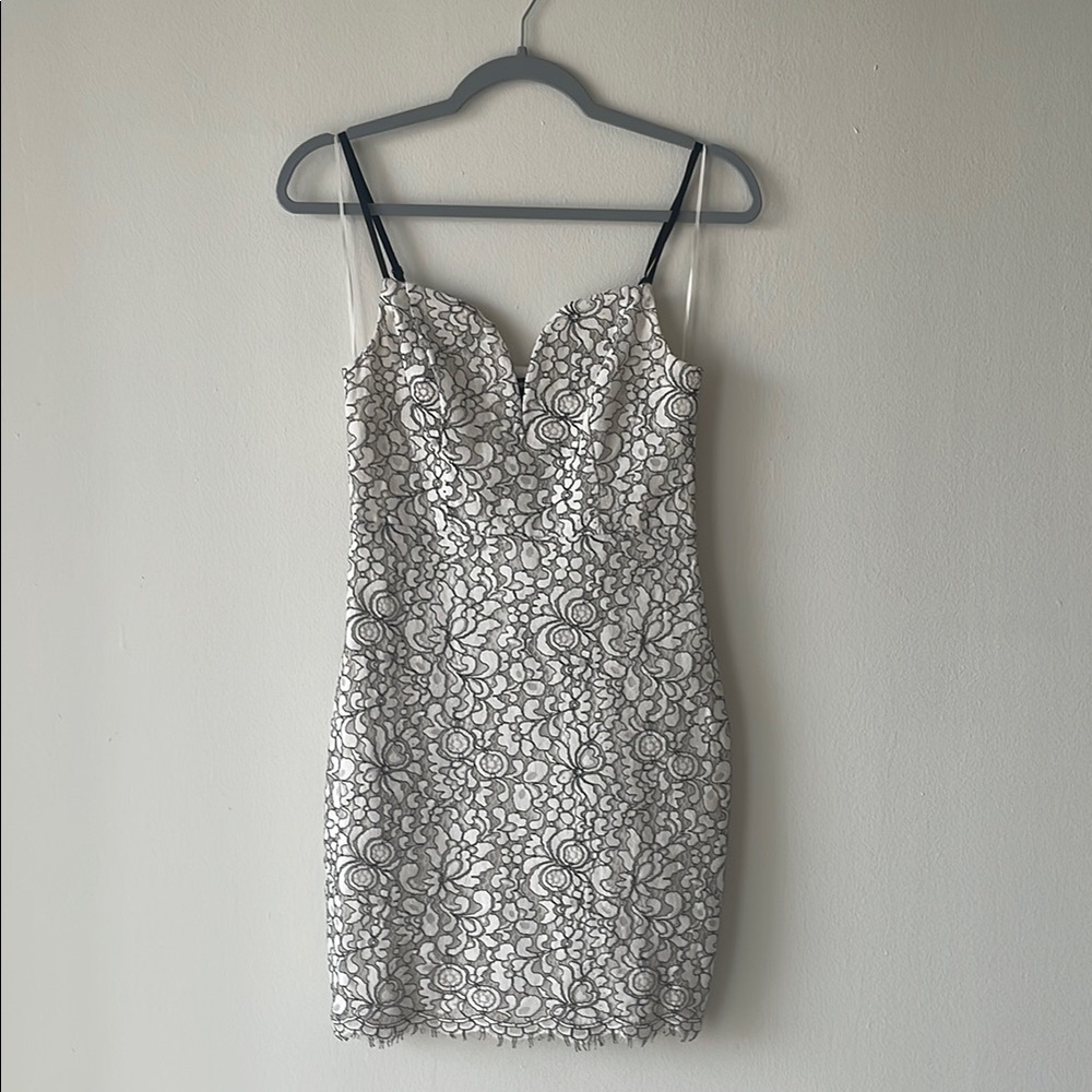 Express Black White Lace Mini Dress XS